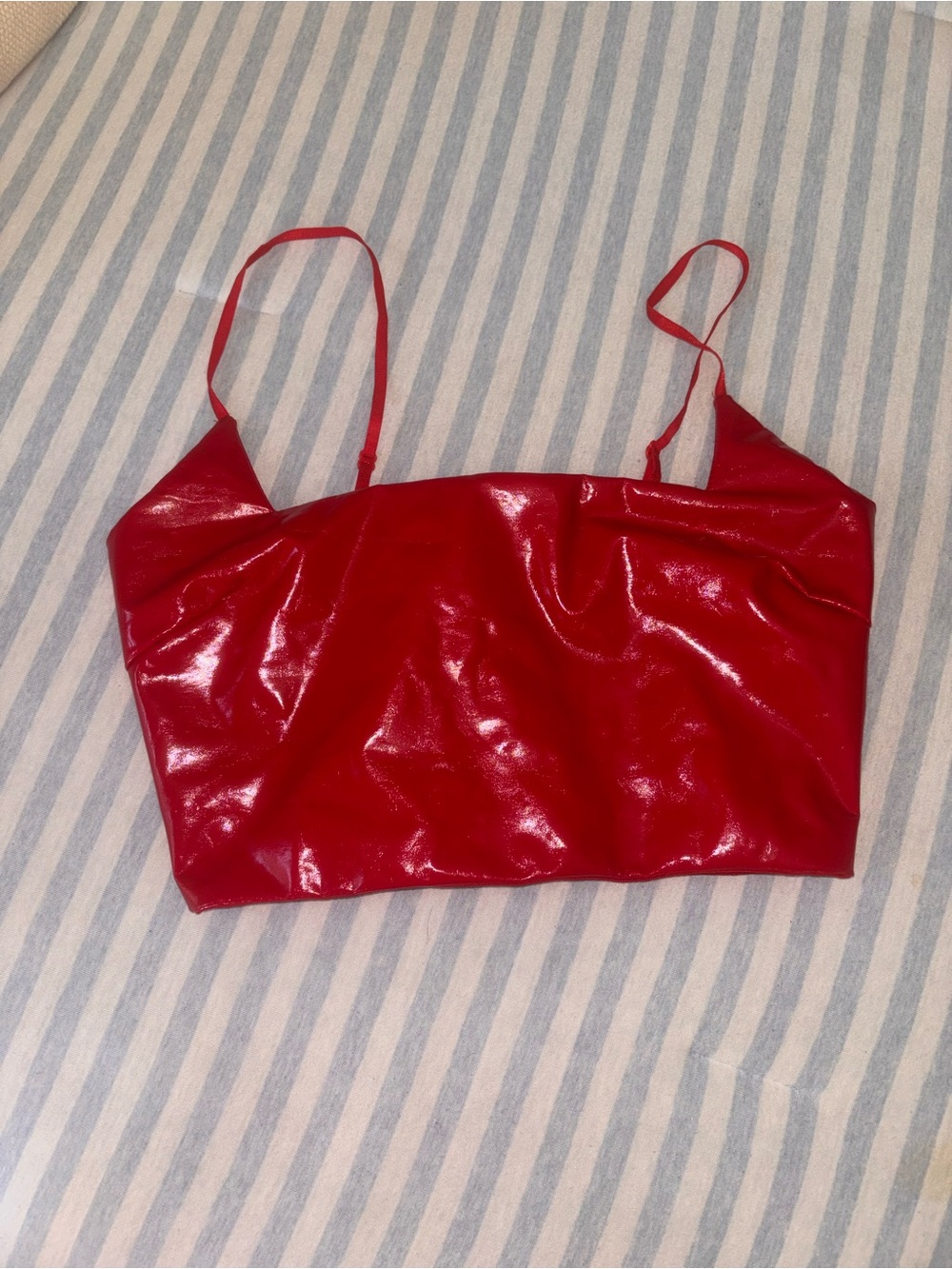 Windsor Red Patent Spaghetti Strap Crop Top